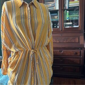 Topshop Mustard and Black Striped Garment